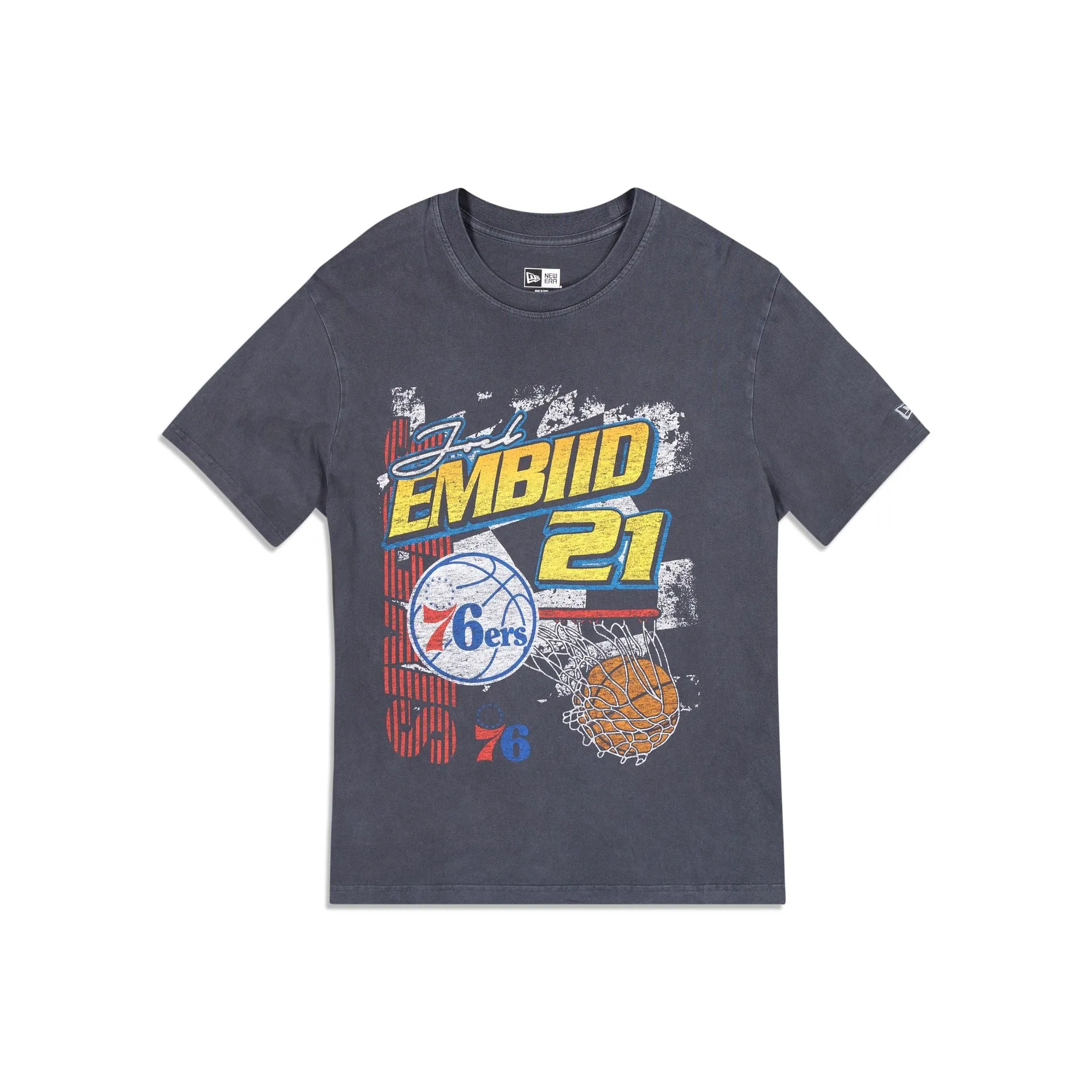 Philadelphia 76ers 2024 Rally Drive Joel Embiid T-Shirt sold by New Era