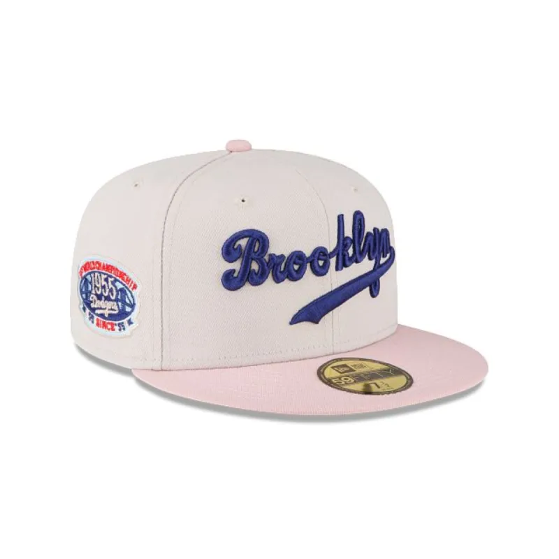 Just Caps Stone Pink Brooklyn Dodgers 59FIFTY Fitted Hat sold by New Era
