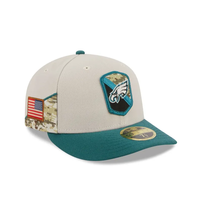 Philadelphia Eagles 2023 Salute to Service Low Profile 59FIFTY Fitted Hat made by New Era