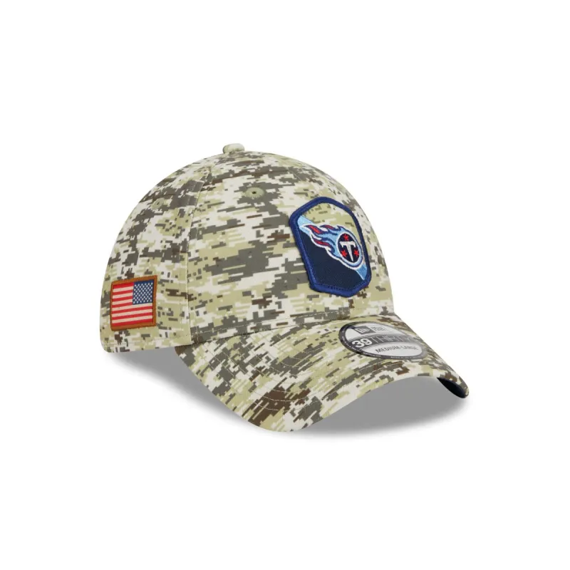 Tennessee Titans 2023 Salute to Service Camo 39THIRTY Stretch Fit Hat sold by New Era