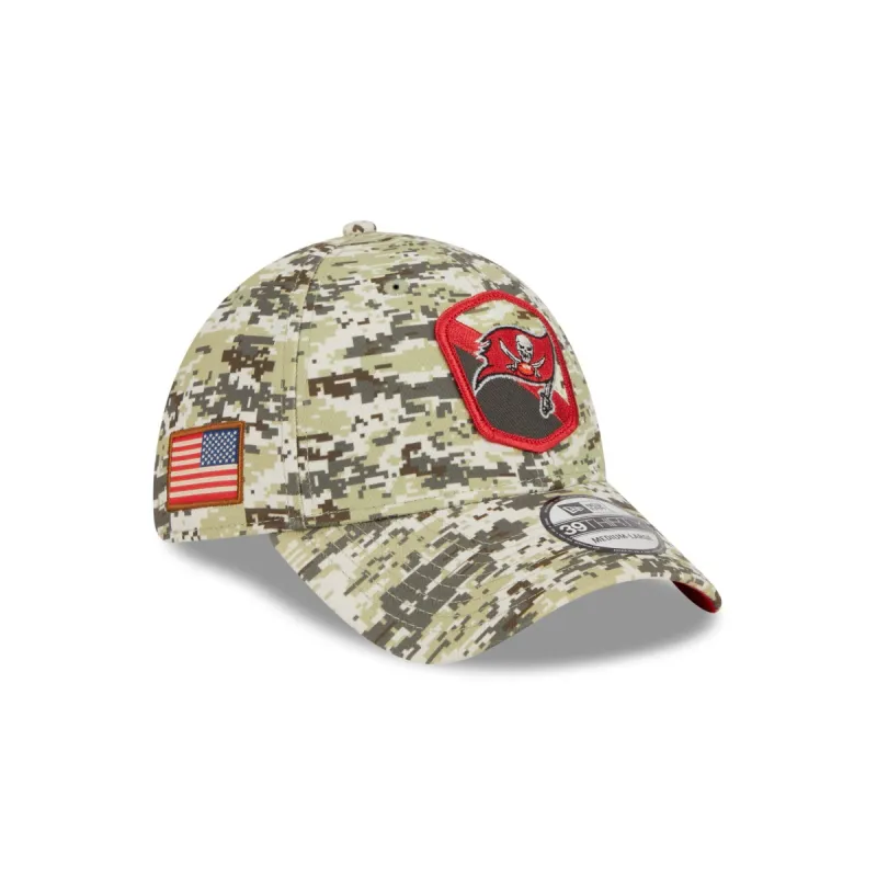 Tampa Bay Buccaneers 2023 Salute to Service Camo 39THIRTY Stretch Fit Hat sold by New Era