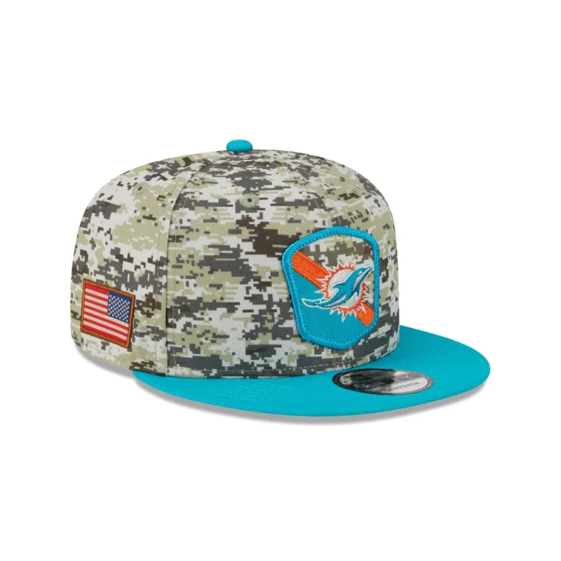 Miami Dolphins 2023 Salute to Service Camo 9FIFTY Snapback Hat sold by New Era