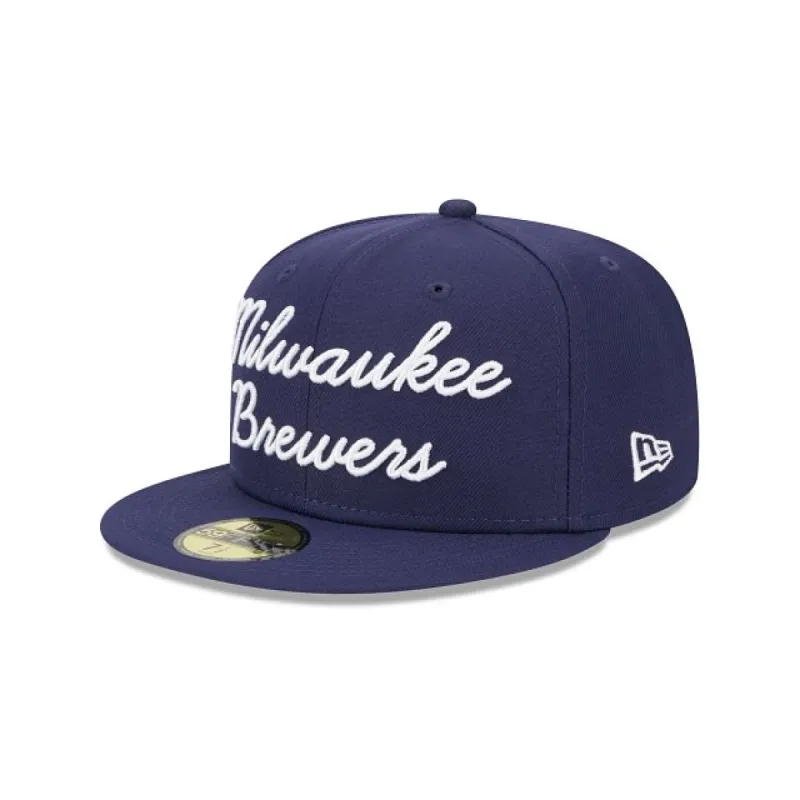 Milwaukee Brewers Fairway Script 59FIFTY Fitted Hat sold by New Era