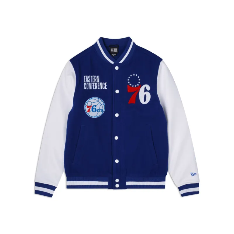 Philadelphia 76ers Blue Varsity Jacket sold by New Era