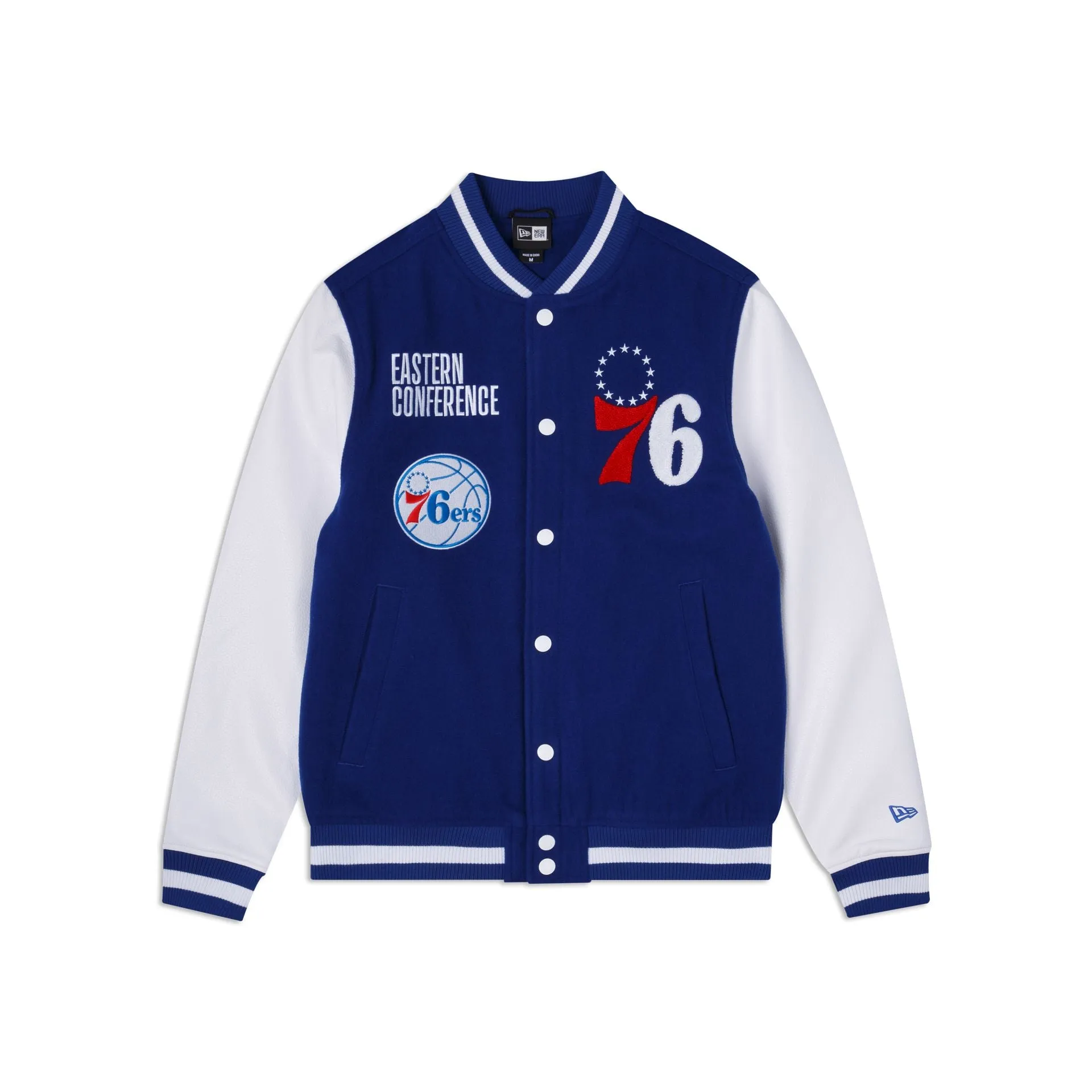 Philadelphia 76ers Blue Varsity Jacket sold by New Era