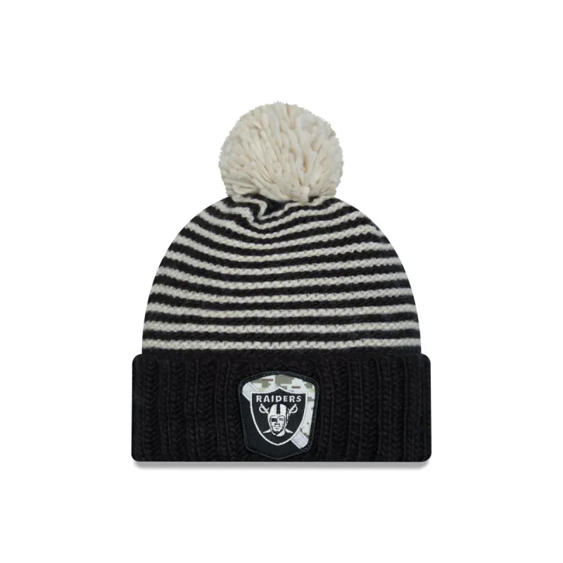 Las Vegas Raiders 2023 Salute to Service Women's Pom Knit Hat sold by New Era