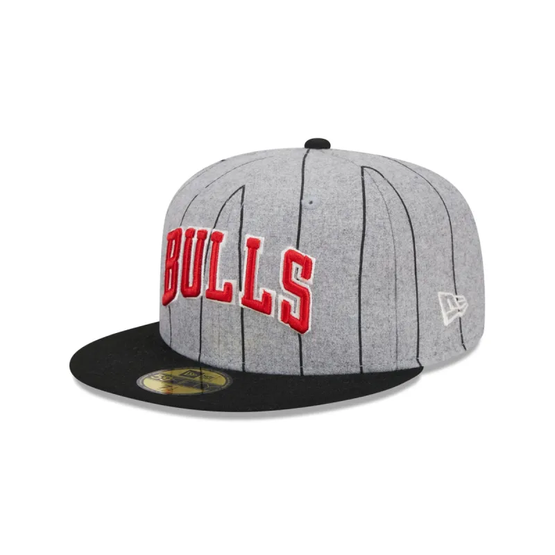 Chicago Bulls Heather Pinstripe 59FIFTY Fitted Hat made by New Era