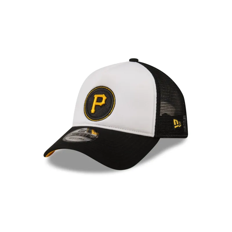 Pittsburgh Pirates White Crown 9FORTY A-Frame Trucker Hat sold by New Era