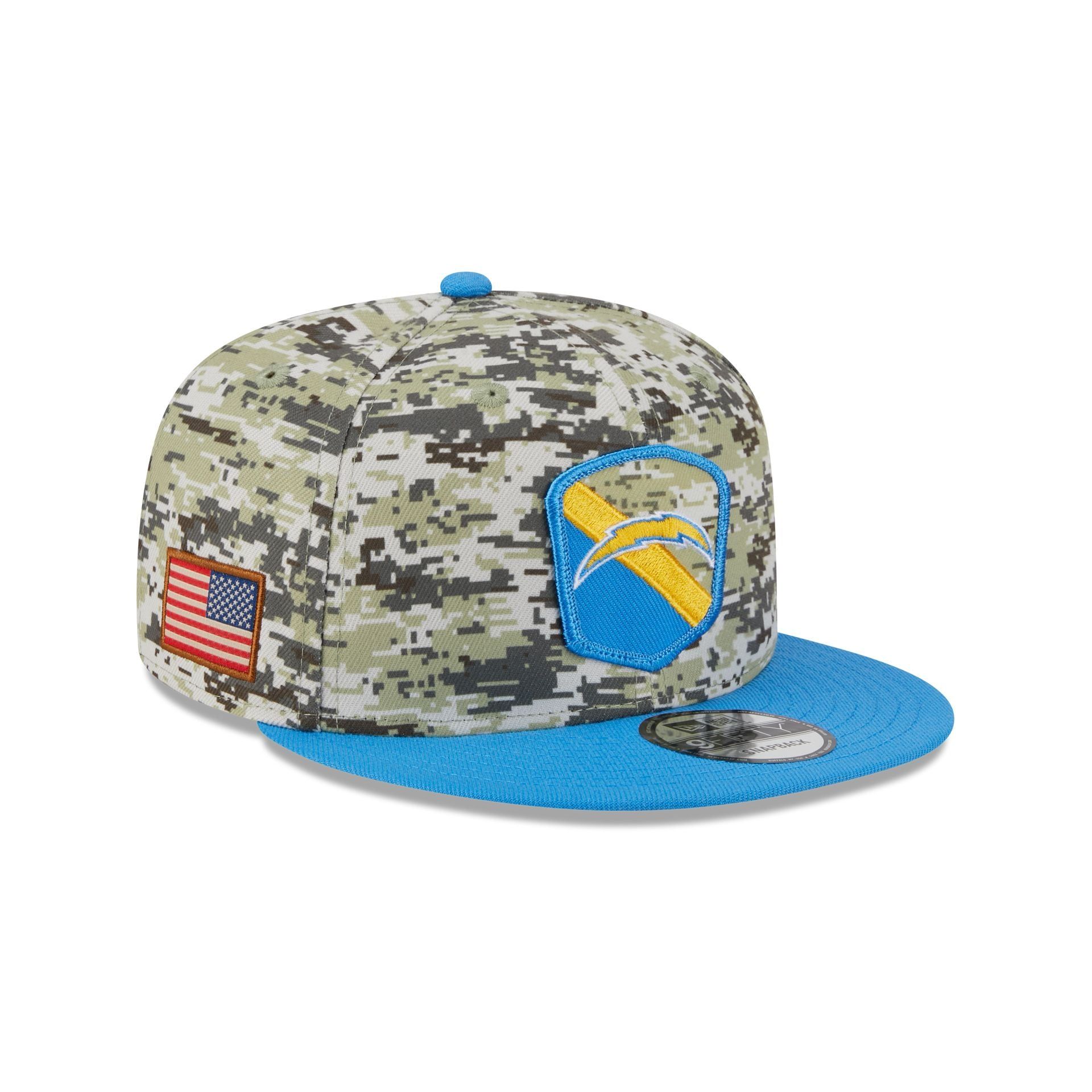 Los Angeles Chargers 2023 Salute to Service Camo 9FIFTY Snapback Hat sold by New Era