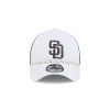 San Diego Padres Court Sport 9FORTY A-Frame Trucker Hat sold by New Era