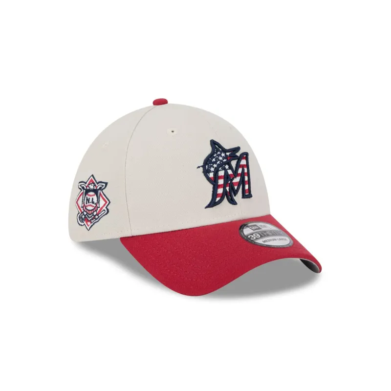 Miami Marlins Independence Day 2024 39THIRTY Stretch Fit Hat sold by New Era