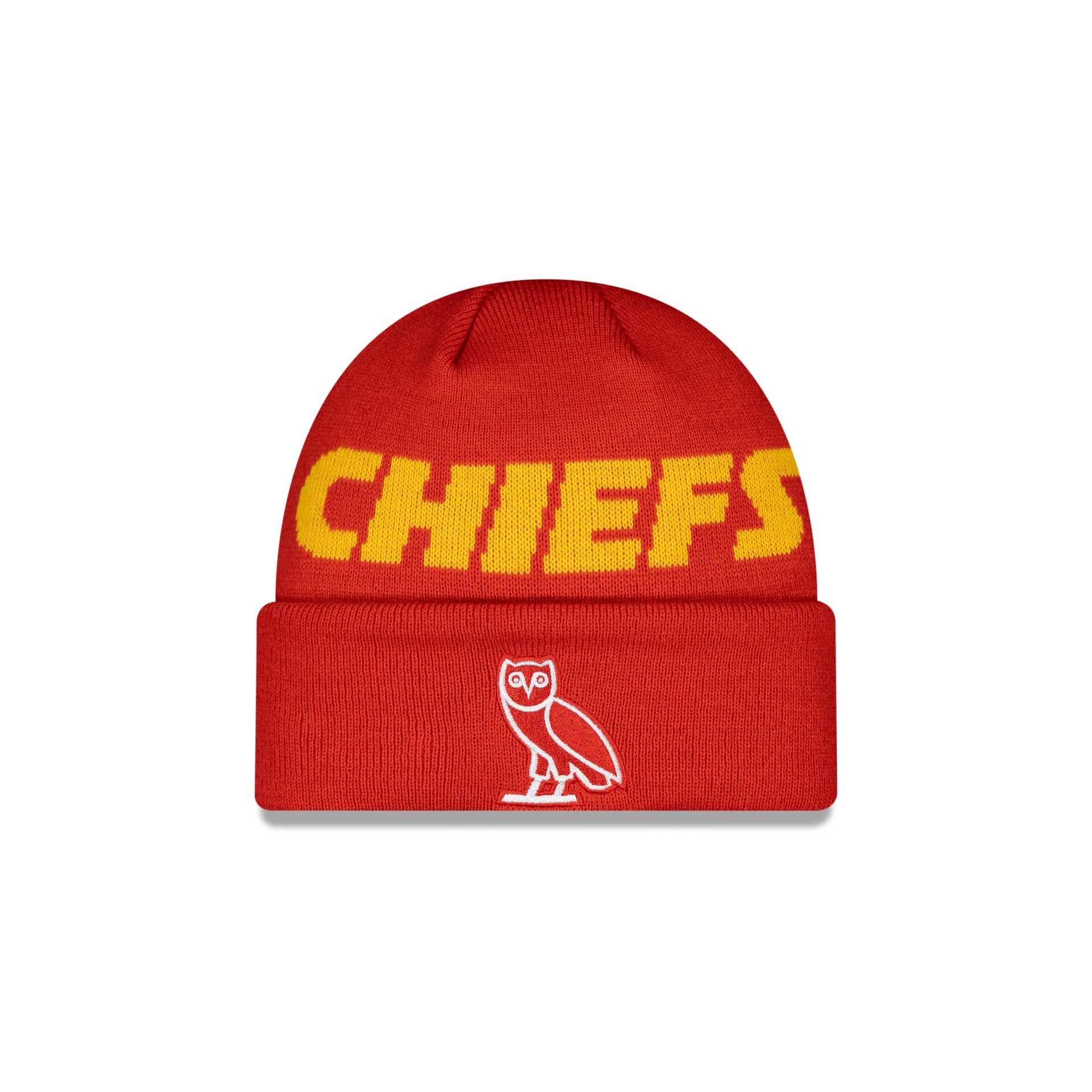 OVO X Kansas City Chiefs Cuff Knit Hat sold by New Era