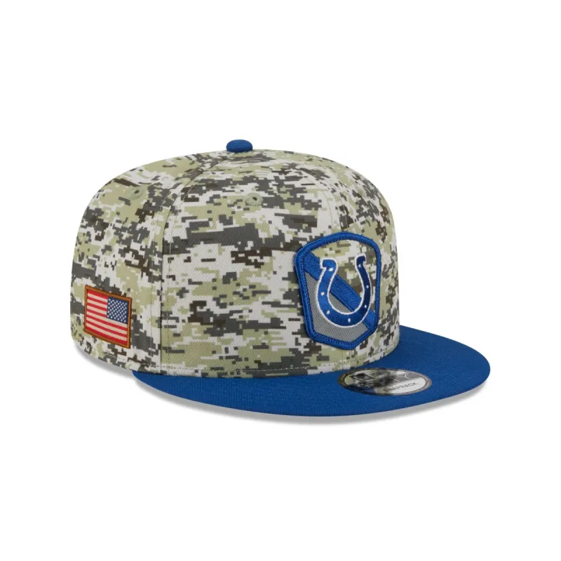 Indianapolis Colts 2023 Salute to Service Camo 9FIFTY Snapback Hat sold by New Era