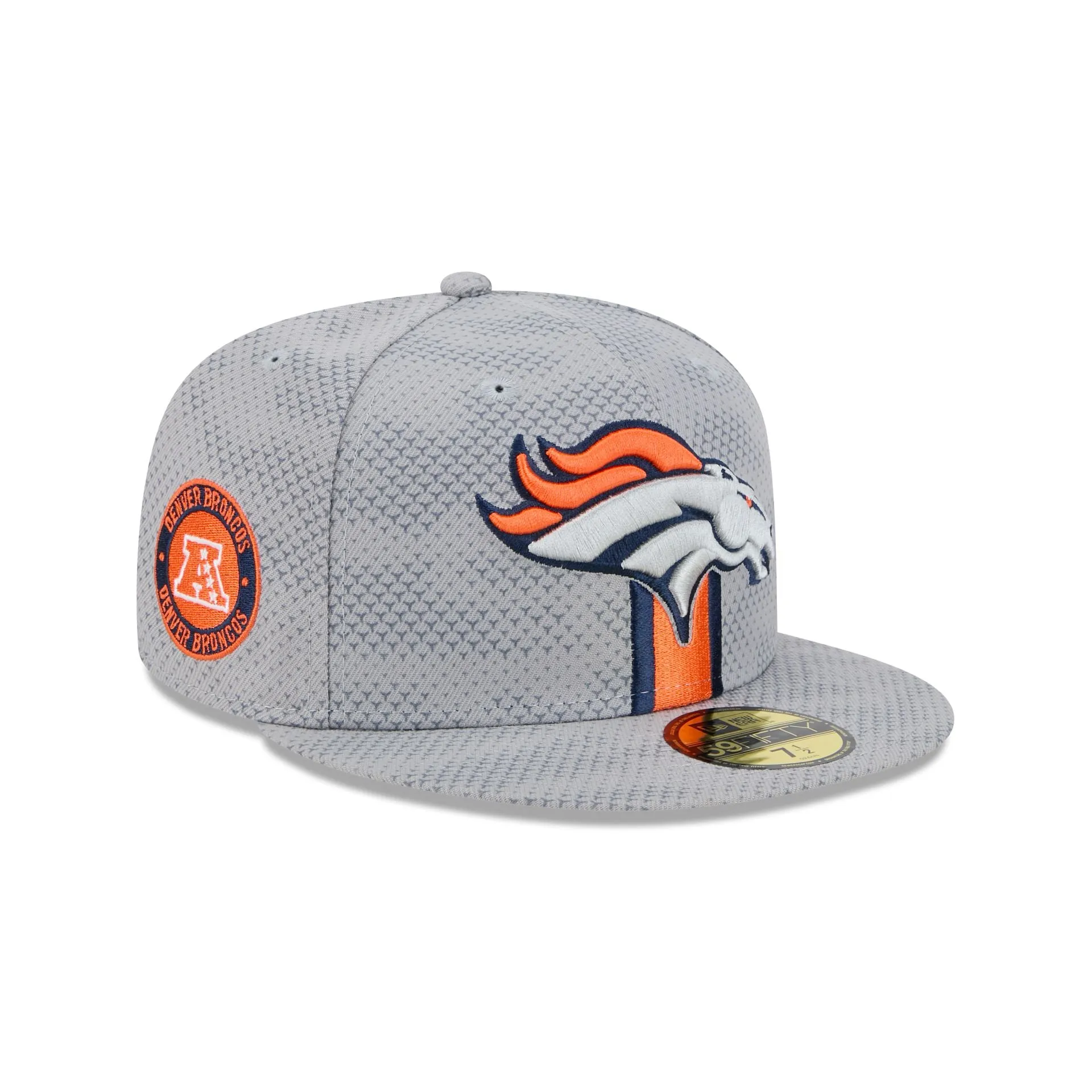Denver Broncos 2024 Sideline Gray 59FIFTY Fitted Hat sold by New Era