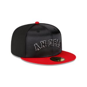Just Caps Black Satin Los Angeles Angels 59FIFTY Fitted Hat sold by New Era