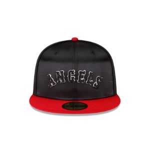 Just Caps Black Satin Los Angeles Angels 59FIFTY Fitted Hat sold by New Era