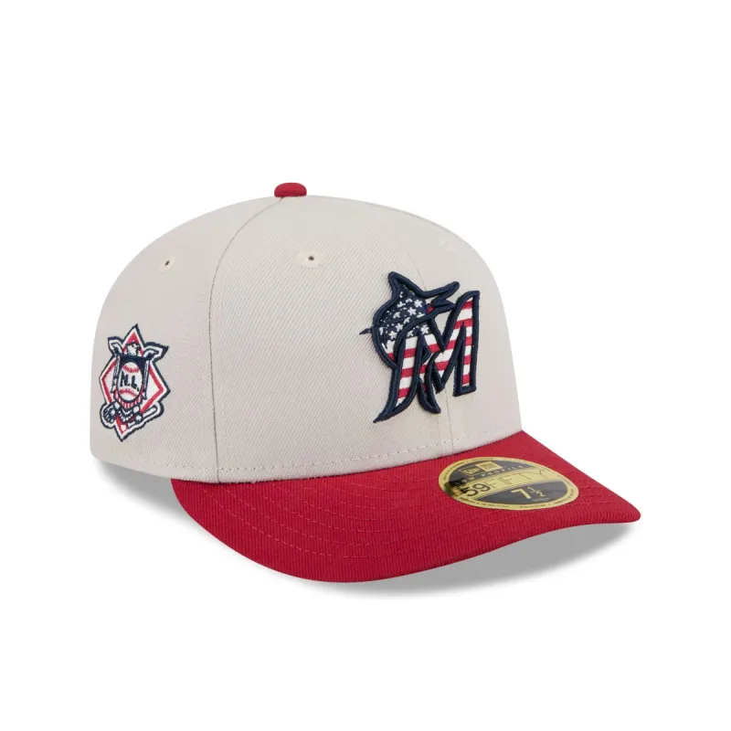 Miami Marlins Independence Day 2024 Low Profile 59FIFTY Fitted Hat sold by New Era