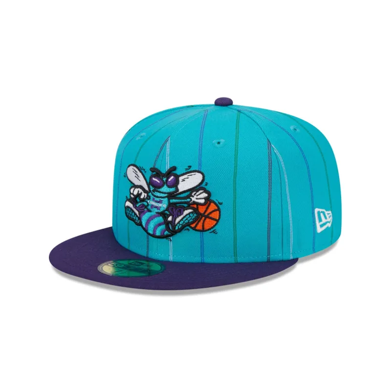 Charlotte Hornets Classic Edition Blue Striped 59FIFTY Fitted Hat sold by New Era