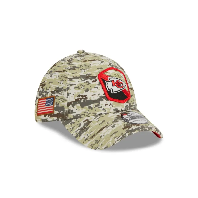 Kansas City Chiefs 2023 Salute to Service Camo 39THIRTY Stretch Fit Hat sold by New Era