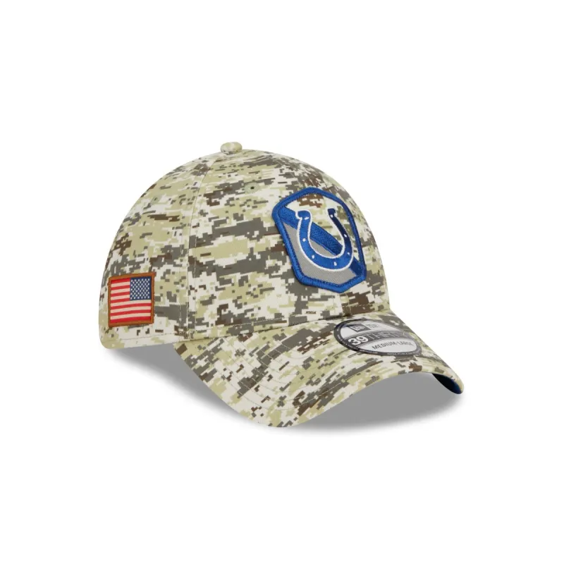 Indianapolis Colts 2023 Salute to Service Camo 39THIRTY Stretch Fit Hat sold by New Era