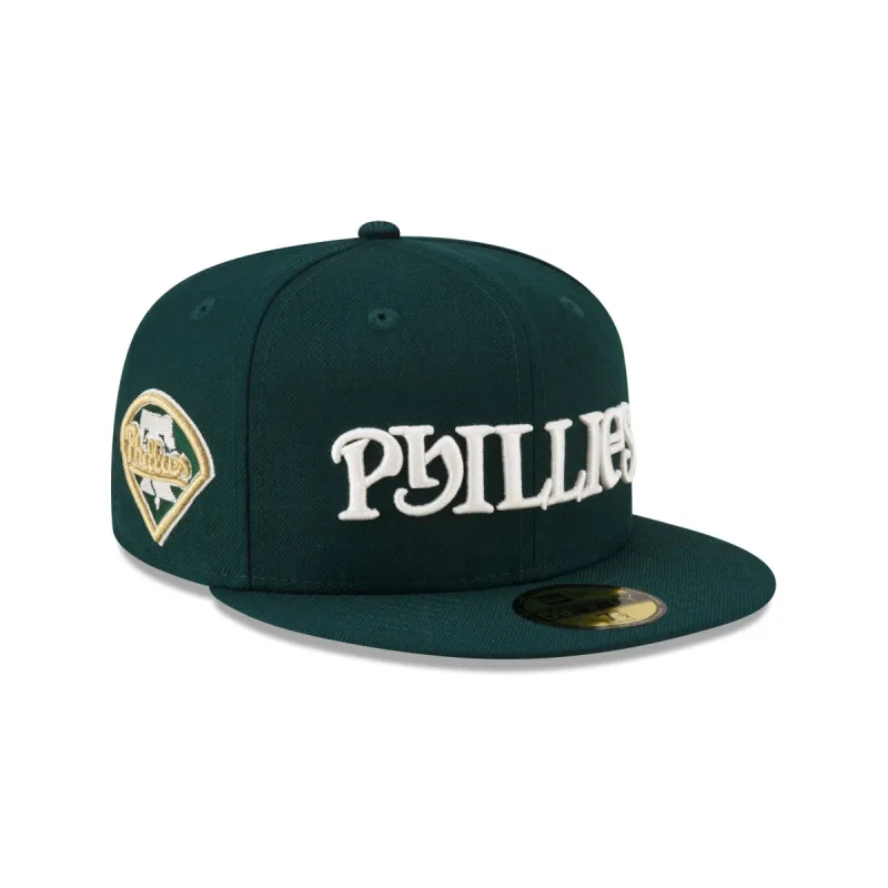 Just Caps Dark Green Wool Philadelphia Phillies 59FIFTY Fitted Hat sold by New Era