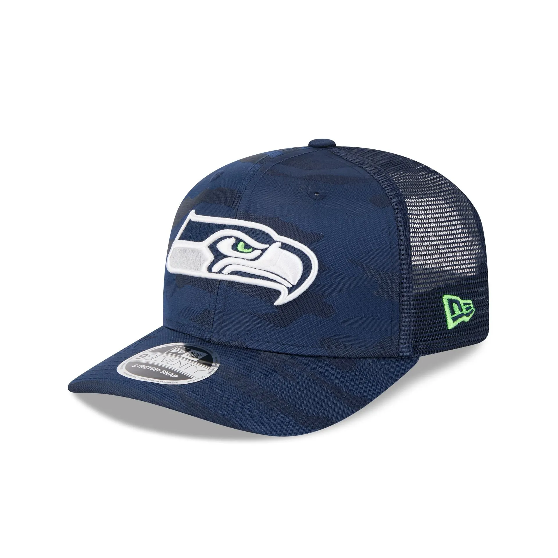 Seattle Seahawks Camo 9SEVENTY Trucker Stretch-Snap Hat sold by New Era