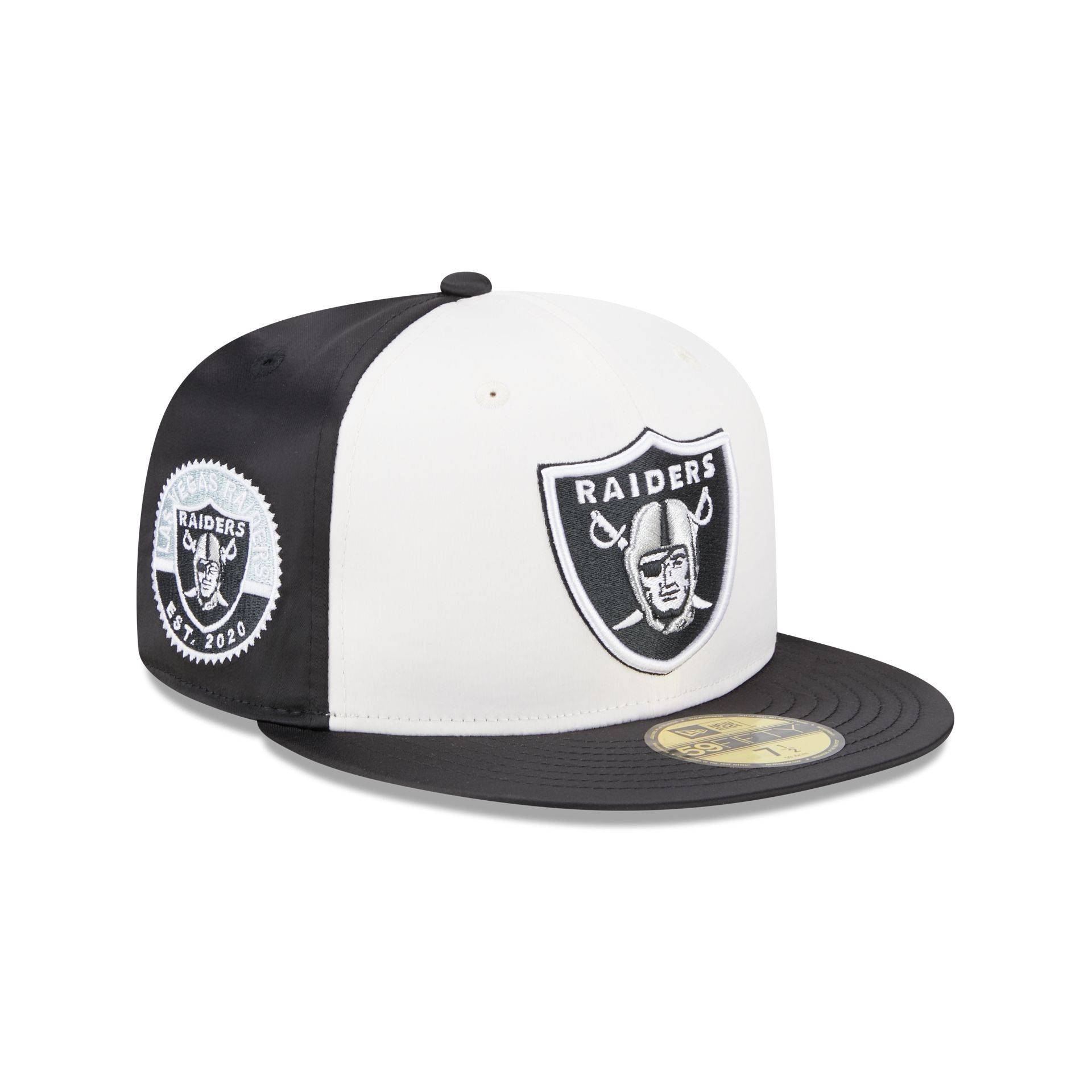 Las Vegas Raiders Throwback Satin 59FIFTY Fitted Hat sold by New Era