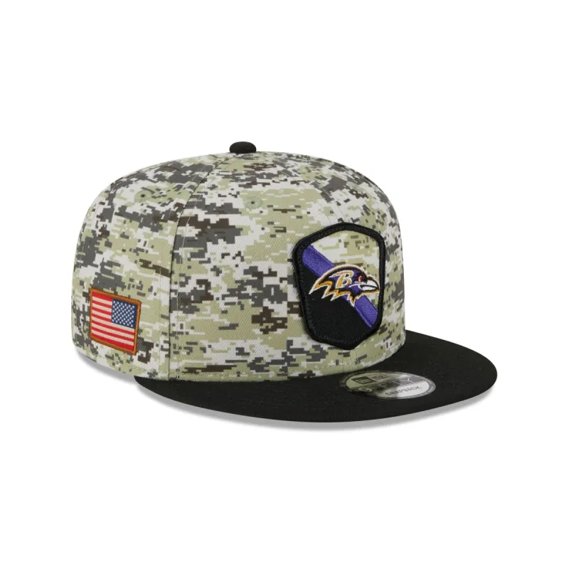 Baltimore Ravens 2023 Salute to Service Camo 9FIFTY Snapback Hat sold by New Era