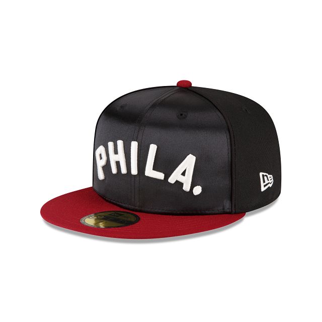Just Caps Black Satin Philadelphia Phillies 59FIFTY Fitted Hat sold by New Era