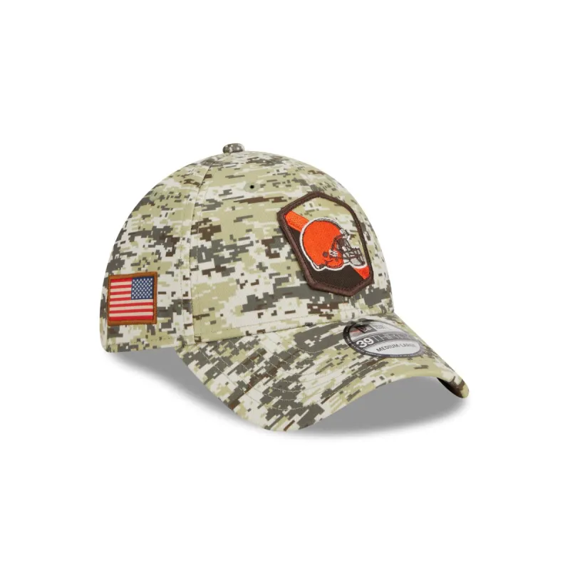 Cleveland Browns 2023 Salute to Service Camo 39THIRTY Stretch Fit Hat sold by New Era