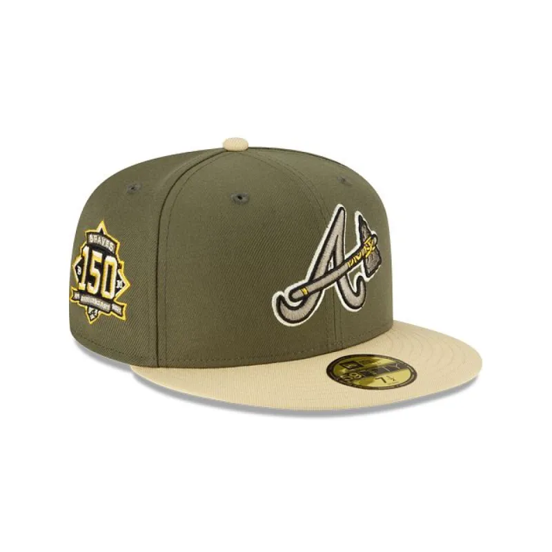 Just Caps Ivory Visor Atlanta Braves 59FIFTY Fitted Hat sold by New Era