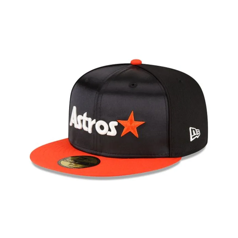 Just Caps Black Satin Houston Astros 59FIFTY Fitted Hat sold by New Era