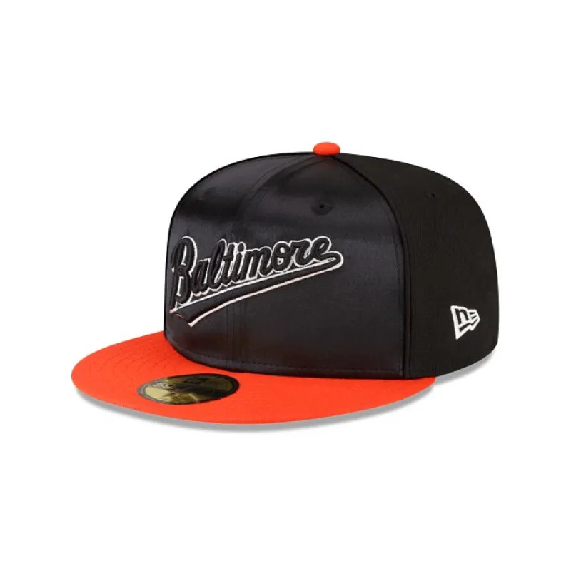 Just Caps Black Satin Baltimore Orioles 59FIFTY Fitted Hat sold by New Era