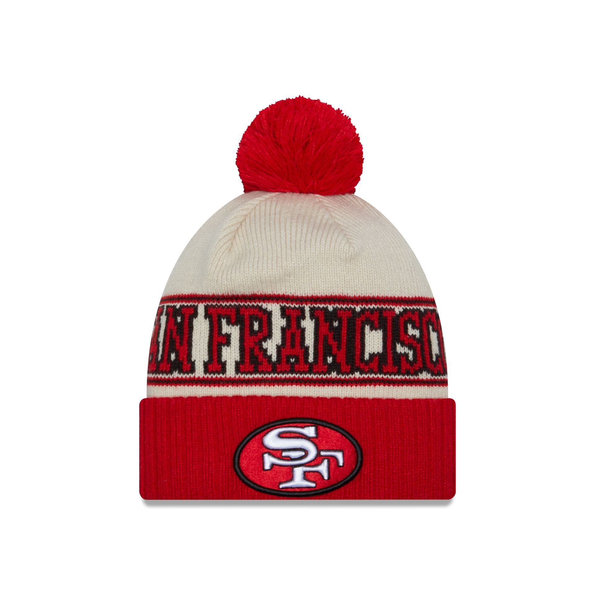 San Francisco 49ers 2023 Cold Weather Historic Pom Knit sold by New Era