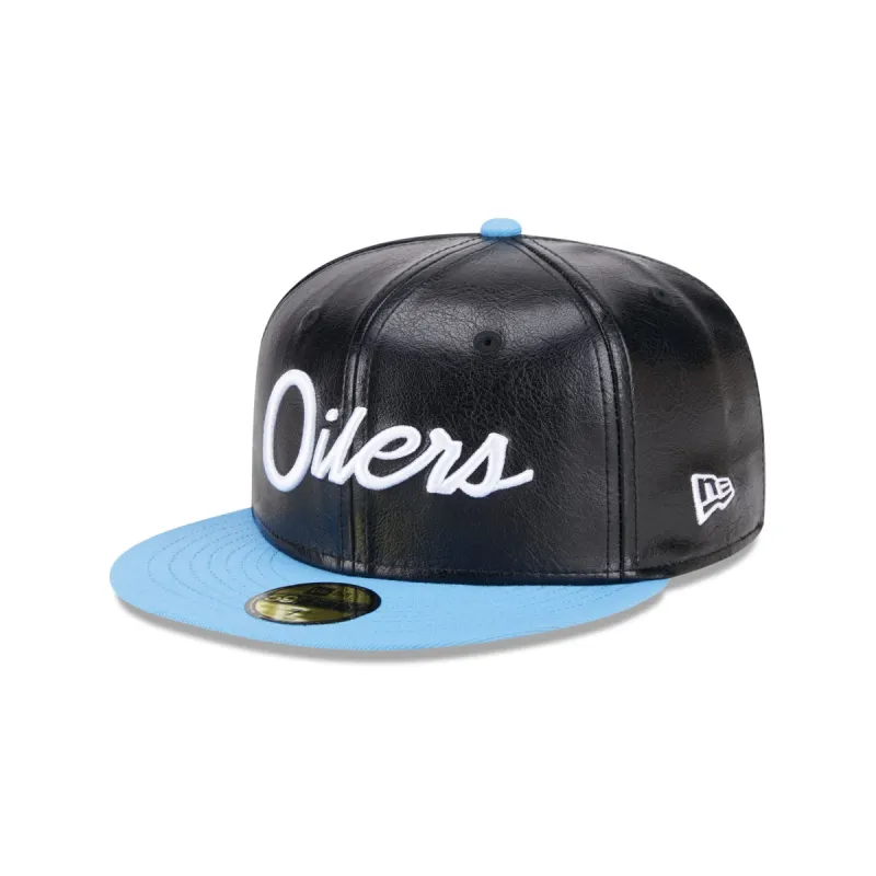 NFL Oilers Faux Leather Crown 59FIFTY Fitted Hat sold by New Era