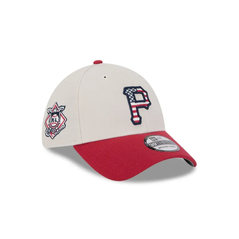 Pittsburgh Pirates Independence Day 2024 39THIRTY Stretch Fit Hat sold by New Era