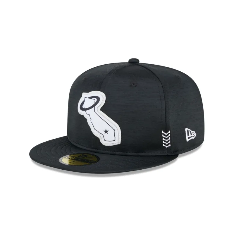 Los Angeles Angels 2024 Clubhouse Black 59FIFTY Fitted Hat sold by New Era