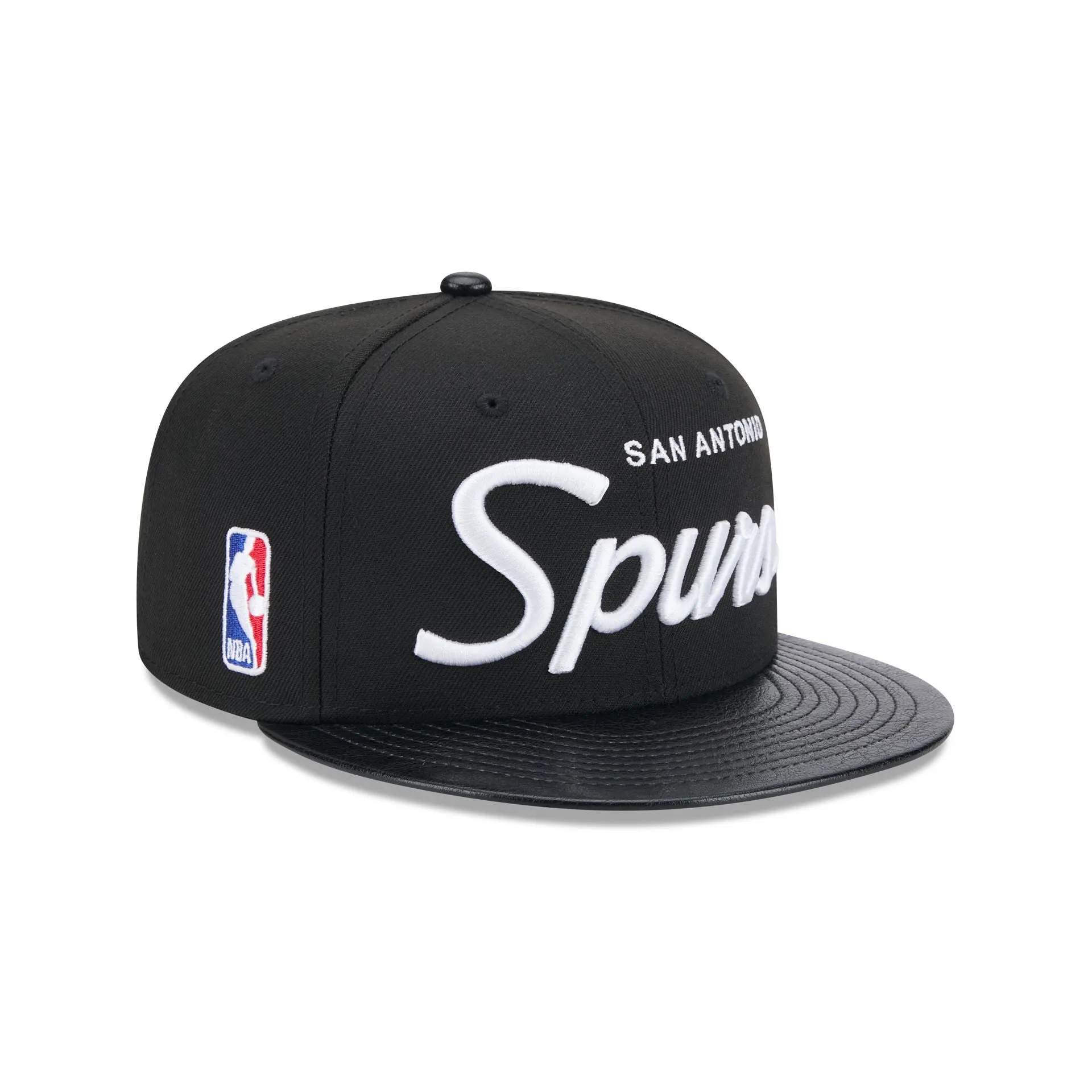 San Antonio Spurs Faux Leather Visor 9FIFTY Snapback Hat sold by New Era