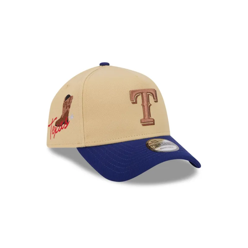 Texas Rangers City Side Patch 9FORTY A-Frame Snapback Hat sold by New Era