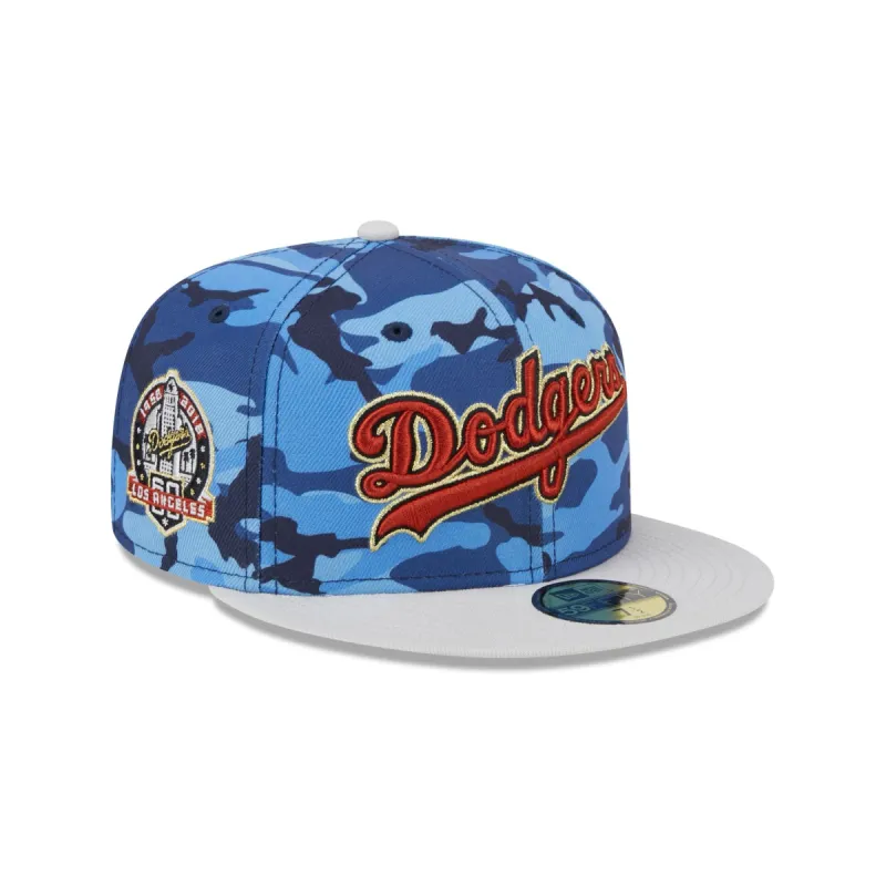 Los Angeles Dodgers Blue Camo 59FIFTY Fitted Hat sold by New Era