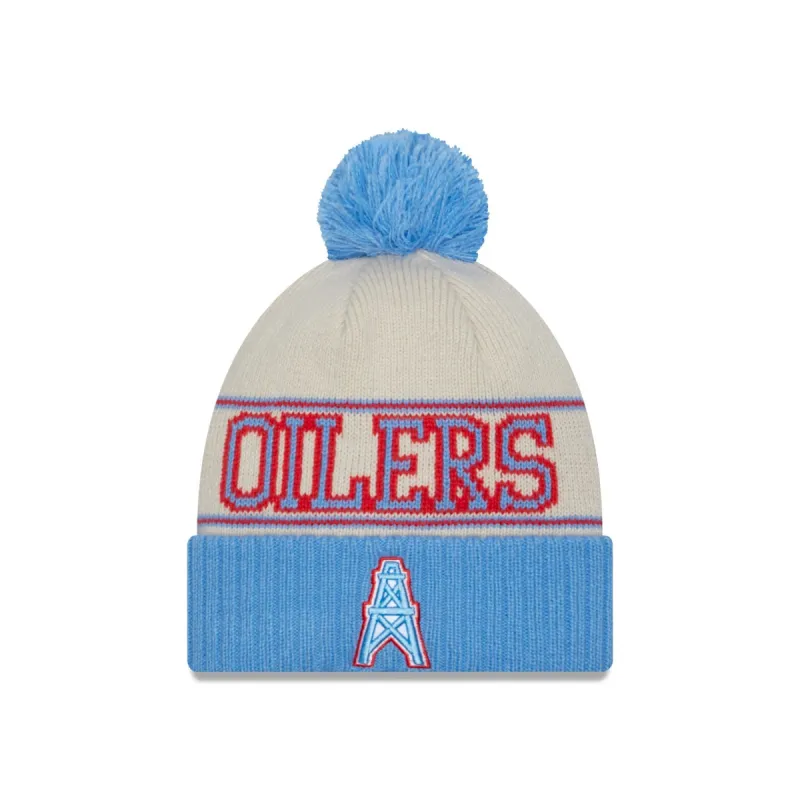 Oilers 2023 Cold Weather Historic Pom Knit Hat sold by New Era