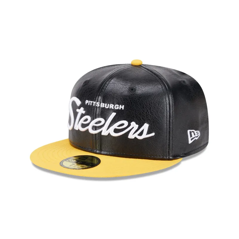 Pittsburgh Steelers Faux Leather Crown 59FIFTY Fitted Hat sold by New Era