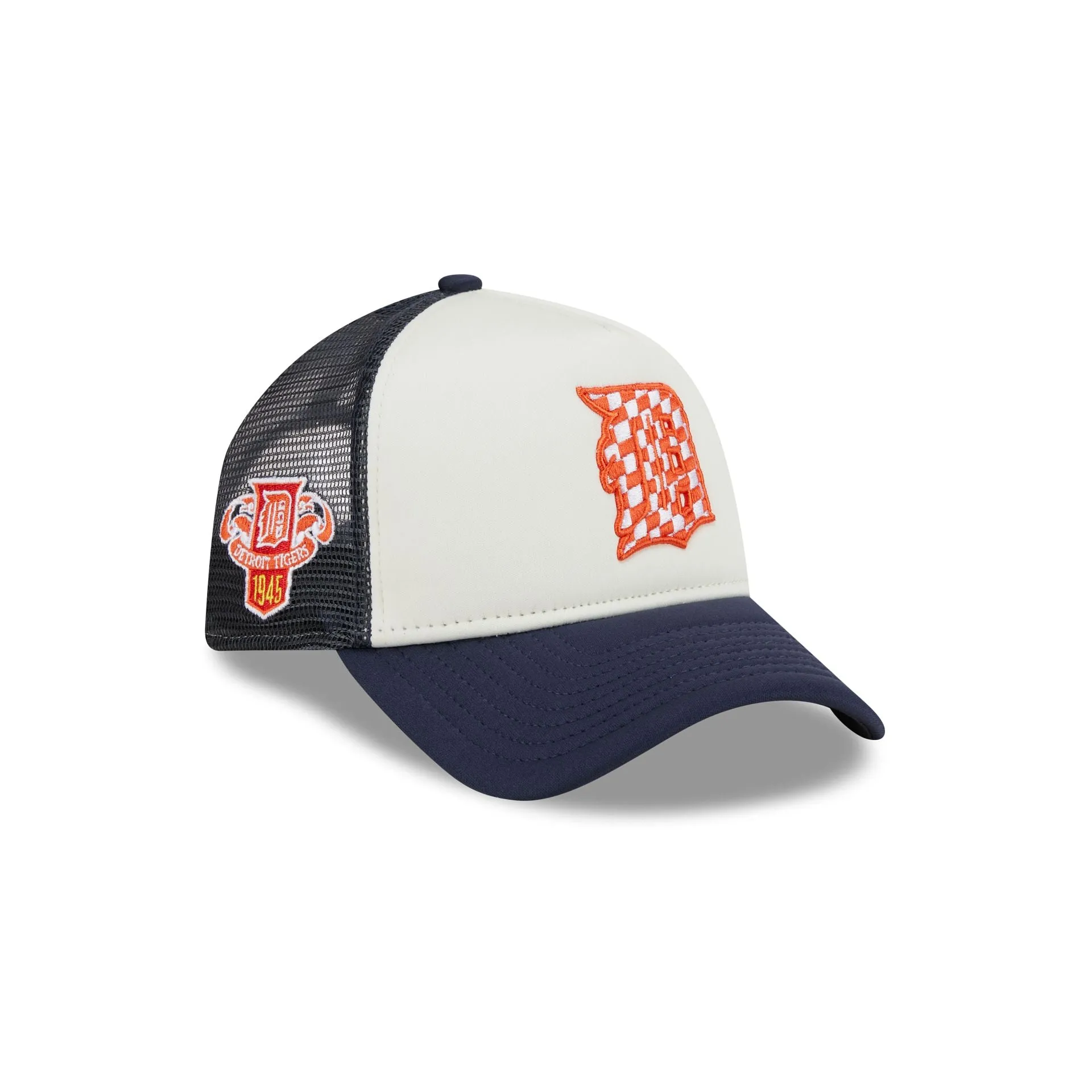 Detroit Tigers Checkered Flag 9FORTY A-Frame Trucker Hat sold by New Era