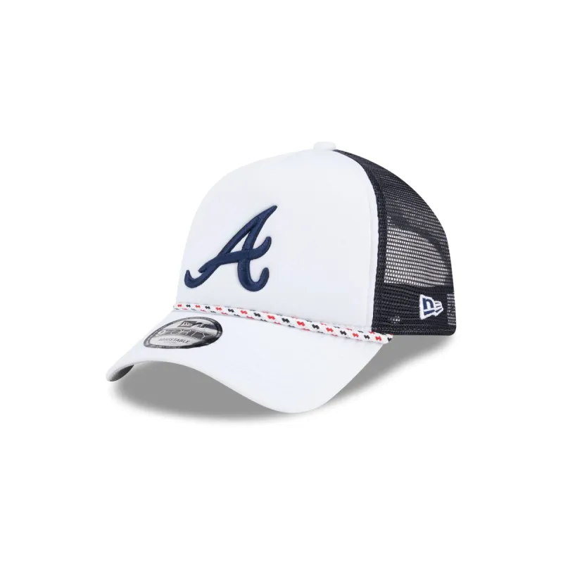 Atlanta Braves Court Sport 9FORTY A-Frame Trucker Hat sold by New Era