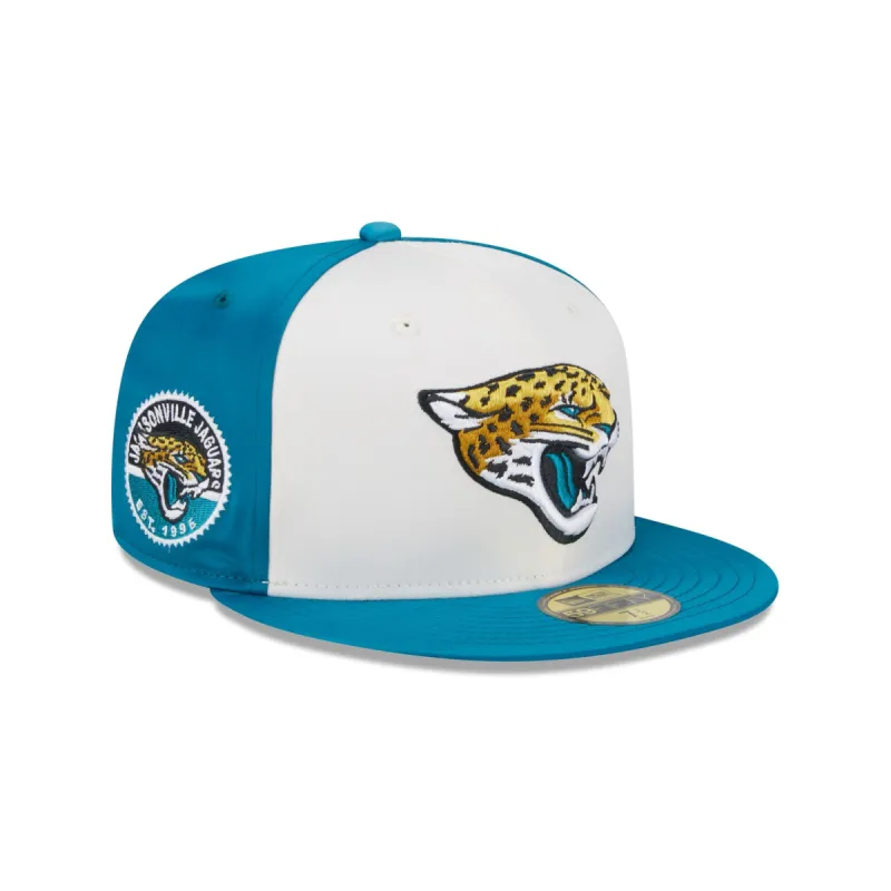 Jacksonville Jaguars Throwback Satin 59FIFTY Fitted Hat sold by New Era