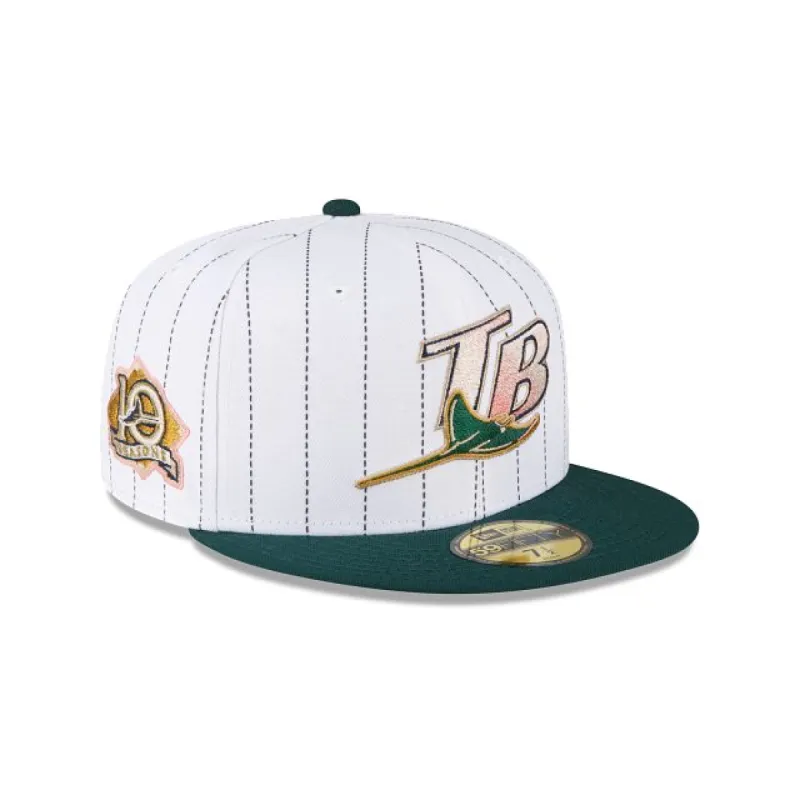 Just Caps White Pinstripe Tampa Bay Rays 59FIFTY Fitted sold by New Era