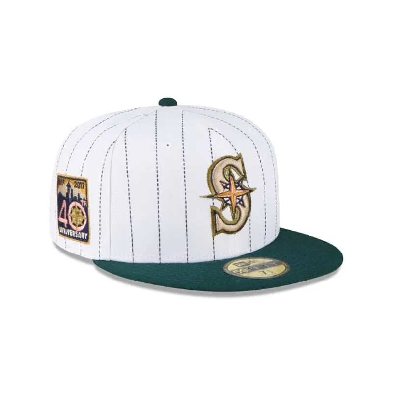 Just Caps White Pinstripe Seattle Mariners 59FIFTY Fitted sold by New Era