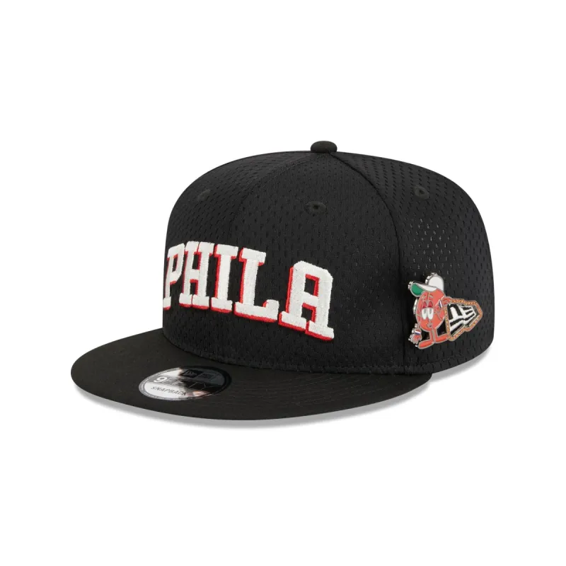 Philadelphia 76ers Post-Up Pin 9FIFTY Snapback Hat sold by New Era