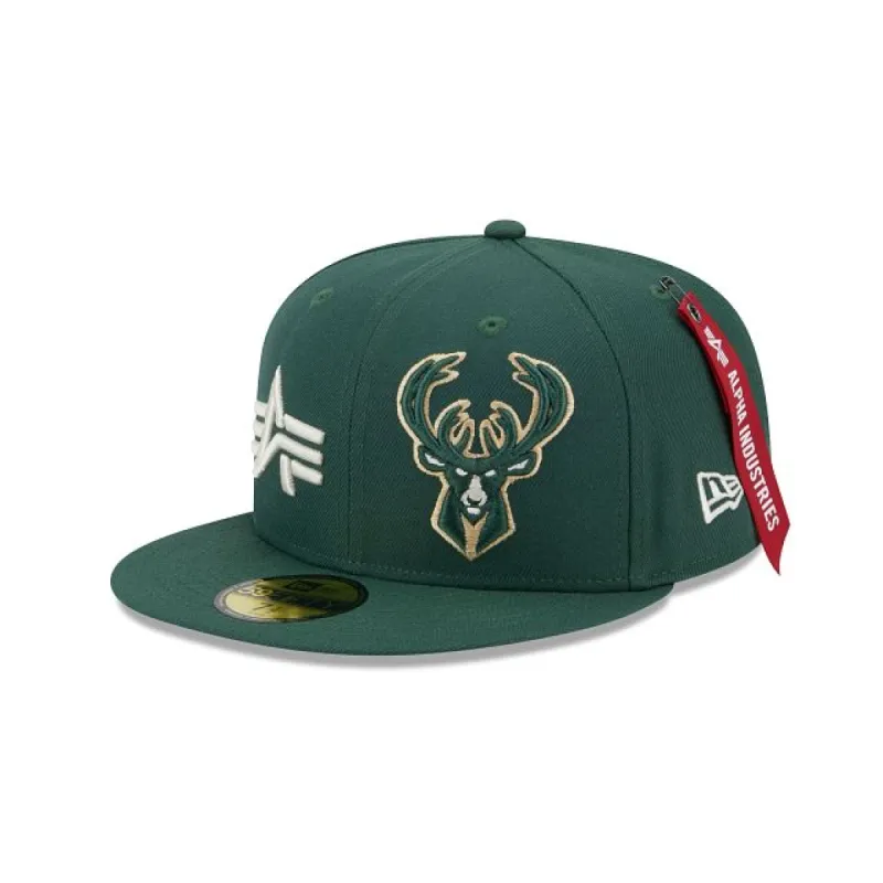 Alpha Industries X Milwaukee Bucks Dual Logo 59FIFTY Fitted Hat sold by New Era