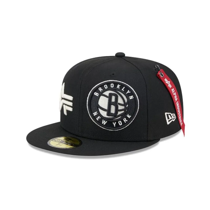 Alpha Industries X Brooklyn Nets Dual Logo 59FIFTY Fitted Hat sold by New Era